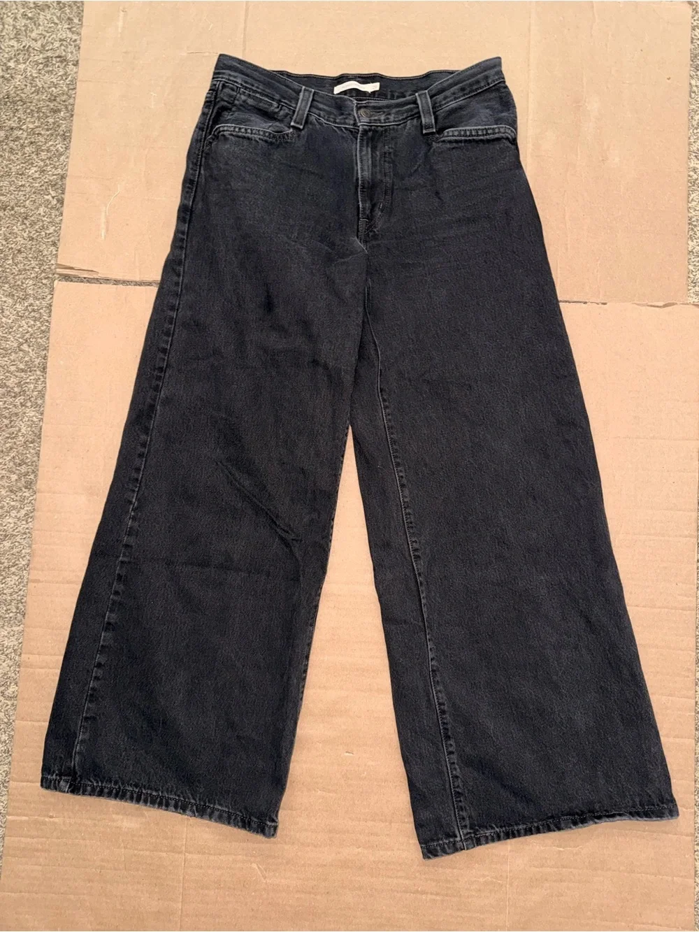 Levi’s 94 Baggy Wide Leg Jeans Black Wash High Rise W29 L31 100% Cotton - Picture 2 of 11